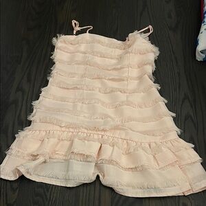 Princess Polly Blush Pink Fringed Tiered Romper